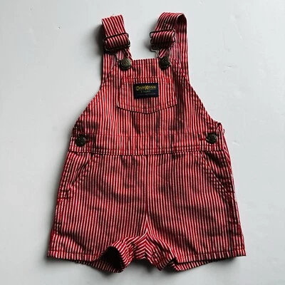 Vintage Oshkosh Overalls Shortalls Red Engineer Stripes USA Made Toddler 18 Mos - Image 1 of 4
