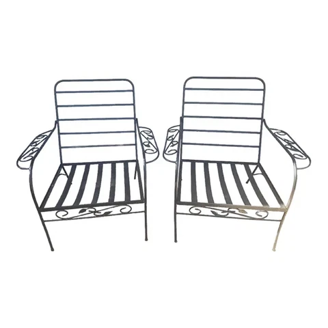 Vintage Mid-Century Russell Woodard Salterini Wrought Iron Chairs - a Pair Cover