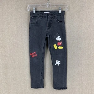 Levis Mickey Mouse Jeans 7R ( 22.5X21) Disney Black Slim Straight Youth Unisex - Picture 1 of 18