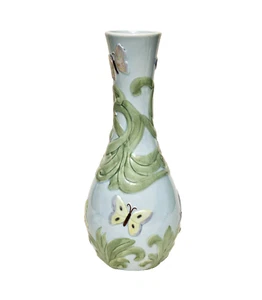 Blue Bud Vase Pastel Colors 3D Floral Ceramic Pretty Spring Decor 8" - Picture 1 of 5