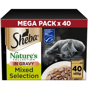 40 x 85g Sheba Natures Collection Adult Wet Cat Food Pouches Mixed in Gravy - Picture 1 of 11
