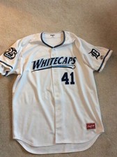 West Michigan Whitecaps Rawlings Game Used Worn MILB Baseball Jersey #41 Detroit