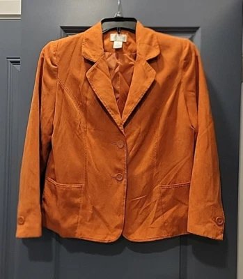 Jaqueta Blazer Studio Works Feminina Forrada Tamanho 12 Laranja Manga Longa Bolsos com Botões - Imagem 1 de 4
