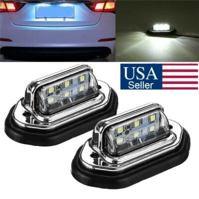 2× Car Boat Truck Accessories Interior LED Lights For License Plate Lamp 12V 24V - Image 1 of 4