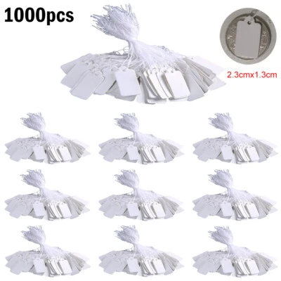 1000PCS Blank White Merchandise Price Tags with Strings Retail Strung Label - Image 1 of 4