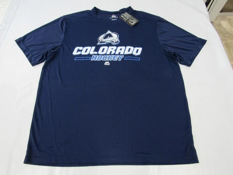 New Colorado Avalanche Mens Size 2XL Majestic Cool Base Dark Blue Shirt Cover
