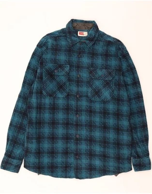WRANGLER Mens Fleece Shirt Medium Blue Check Polyester DK74 - Image 1 of 3