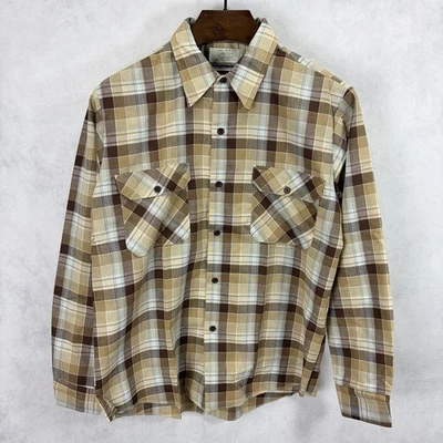 Vintage Sears Work Shirt Mens Large Plaid Long Sleeve Button Up USA 80s 90s - Image 1 of 4