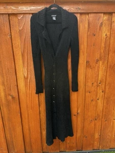 Y2K 90s Bebe Mohair Cardigan Duster Black XS Small Medium Made In Italy Grunge - Picture 1 of 9