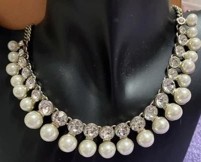 20" NWOT Banana Republic Collar Statement Necklace Chic Women pearl rhinestone - Image 1 of 4