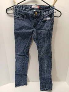 SO Brand Girls Size 7 Blue Leopard Print Denim Skinny Jeans - Picture 1 of 5