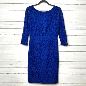 J. Crew Natalia Blue Lace Sheath Dress Size 8 - Picture 1 of 12