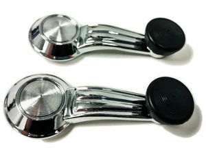 Window Cranks Pair W/ Black Knobs Kit, Fits Chevy 1967-1976 Truck, Fits GM 52-90 - Picture 1 of 2