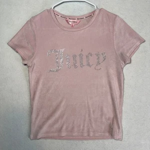 Juicy Couture Women's M Short Sleeve Pullover Tee Sleep Shirt Pink Rhinestones - Picture 1 of 14