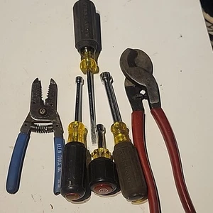 Klein Tools Electrical Tools 6pc Lot. Strippers, Cutters,Nut Driver Made In USA  - Picture 1 of 4