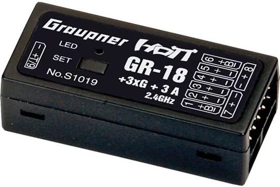 GRAUPNER GR-18 "AIR" + 3XG + 3A integrated flight controller 9 Kanal HoTT Empfän - Bild 1 von 1