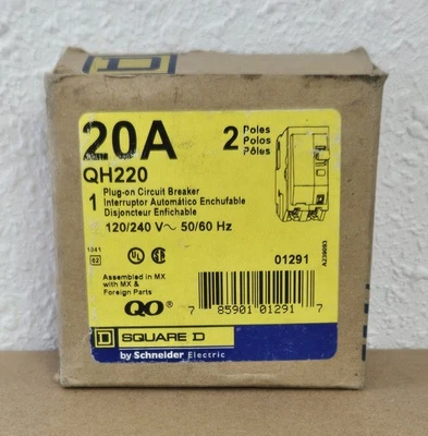 New Square D QH220 20A, 2-Pole, 120V Plug-on Circuit Breaker - Image 1 of 4