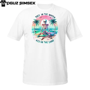 Tropical Skeleton Vibes T-Shirt - Chill Beach Bones Design with Surf Sunset - Bild 1 von 33