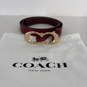 Coach Signature Buckle Belt C1725 Red size L Women’s Gold Tone CC New York NWOT - Picture 1 of 10