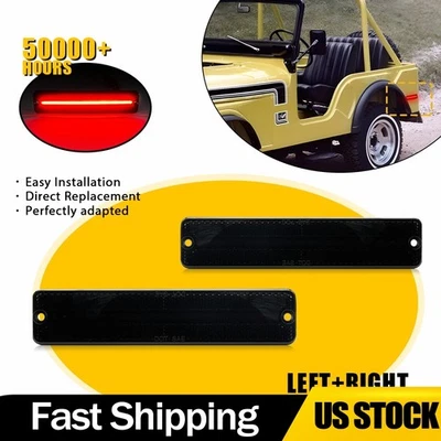 2 peças luzes indicadoras laterais traseiras de LED vermelhas fumê para picape Jeep J10 J20 1974-1987 - Imagem 1 de 4