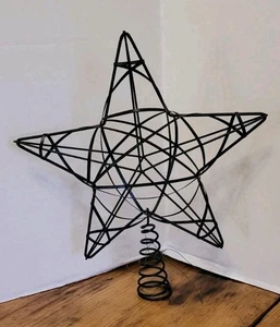 Primitive Style Black Metal STAR Christmas Tree Topper 9 1/2" X 8" - Picture 1 of 3