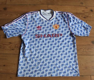 Manchester United Away 1990-1992 ORIGINAL VINTAGE Medium-Large (42") Snowflake - Picture 1 of 11