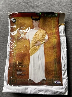 NOVO Fantasia de Halloween Ave César Cosplay Grego Toga Robe Punhos Masculino Extra Grande 40-42 - Imagem 1 de 4