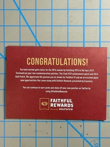 San Francisco 49ers 4949 Club Patches Faithful49 Faithful Rewards esurance 2016 - Picture 1 of 3