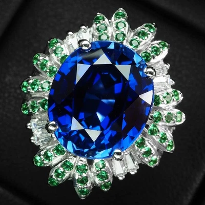 Elegantes anillos hechos a mano de plata de ley 925 de 9,50 quilates con zafiro azul real talla 6,25 Foto 1 de 4