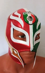 REY MYSTERIO "MEXIKO" LUCHADOR MASKE !! SUPER!! MEXIKANISCHE FLAGGE "EL TRI" HANDARBEIT! - Bild 1 von 3