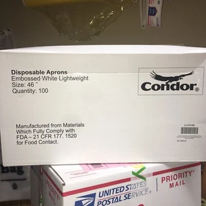 Condor 5T315 Disposable Apron Universal, White, 100 pk. - Picture 1 of 6