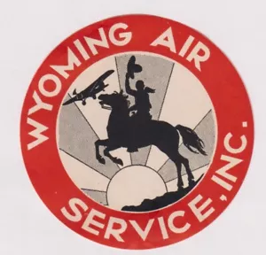 WYOMING AIR SERVICE #1 LABEL USW -195 AIRLINE GEPÄCKETIKETT Cam 13 IN 1938 - Bild 1 von 2