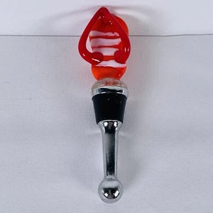 Glass Flip Flop Beach Sandal Red Orange Wine Bottle Stopper - Picture 1 of 5
