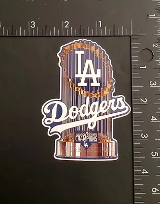 3.5" x 2.6" 2020 World Series Champions Los Angeles Dodgers Trophy Vinyl Sticker - Image 1 of 2