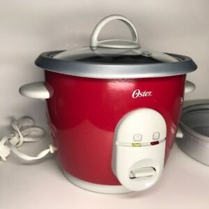 Oster Sunbeam 10 Cup Electric Rice Cooker Steamer Model #4722 Red w/ Extras