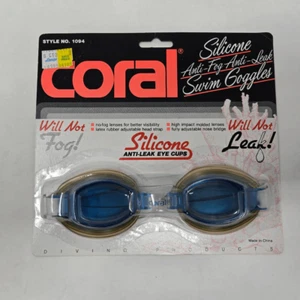 CORAL VINTAGE SILICONE ANTI FOG ANTI LEAK SWIM GOGGLES STYLE 1094 LONGS DRUGS - Picture 1 of 2