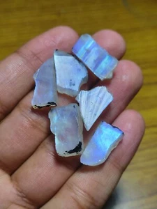 Lovely Excellent Blue Fire Rainbow Moonstone Lot - 6 Pieces Raw - Picture 1 of 13