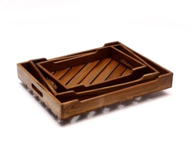 Contemporary Concept Wooden Tray Set Designer Handmade Style kitchen Decorative - Image 1 of 4