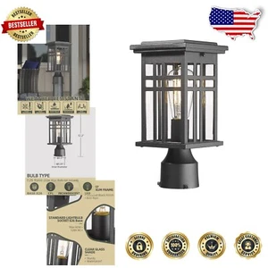 Stylish Industrial Outdoor Lantern with Clear Glass Shade - Easy Install - Picture 1 of 10
