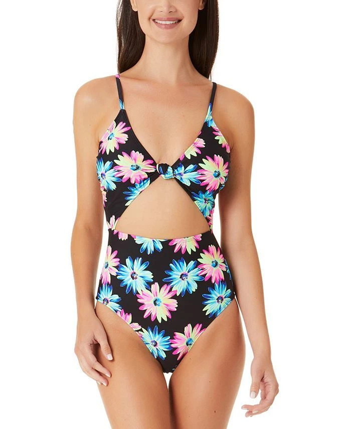 MSRP $40 California Waves Juniors Gerber Daisy Knotted One-Piece Size Medium - Image 1 of 1