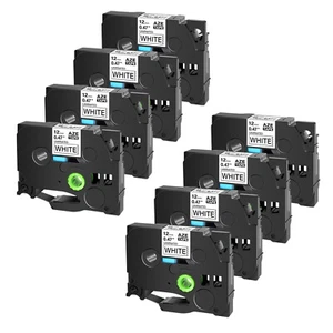 8 PK Brother P-Touch TZ-231 TZe-231 12mm Label Tape Black on White 1/2" PT-D210 - Picture 1 of 11