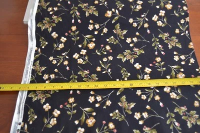14" Long, Gold Green Floral Black Flannel, Maywood/Flowers of Forest/8751, V971 - Image 1 of 4
