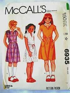 McCall 6935 Mädchen Pullover KLEID Tunnelzug Taille Muster UNGESCHNITTEN Gr.7 26 Brust 1980 - Bild 1 von 3