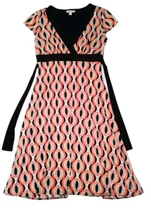 Dressbarn Retro Dress Size 8 Groovy Boho Pattern Peasant Midi Cap Sleeve - Picture 1 of 7
