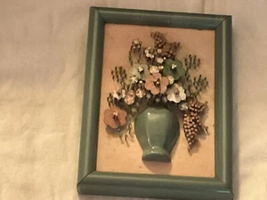 Vintage 1977 Pol-O-Craft Nails In Bloom Art Pauline A. Owens Flower Framed - Picture 1 of 2