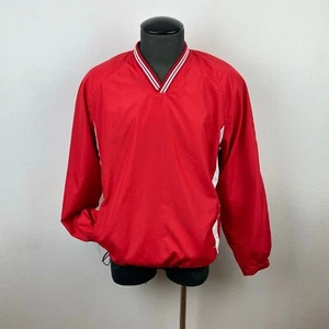 Sport Tek Port Authority Men Windbreaker Med Red Pullover V-Neck Breathability - Picture 1 of 12