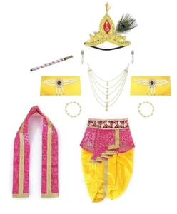 Vestido Baby Krishna Kanha JI para Janmashtami con Mukut y Flauta Talla 6 Meses - Imagen 1 de 5