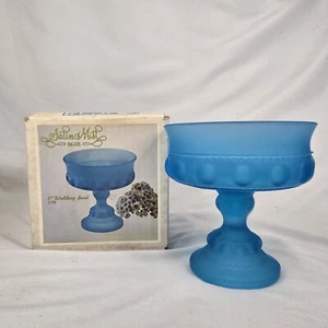 Indiana Glass Blue Satin Mist Blue 5" Wedding Bowl Compote Candy Dish w/Box 1173 - Picture 1 of 10