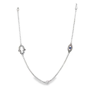 Thomas Sabo Evil Eye and Hamsa Necklace 90cm KE1387-412-32-L90 NWOT - Picture 1 of 1