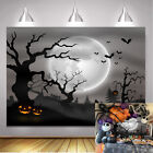 Night Bat Moon Horror Pumpkin Backdrop Family Halloween Horror Party Decoration